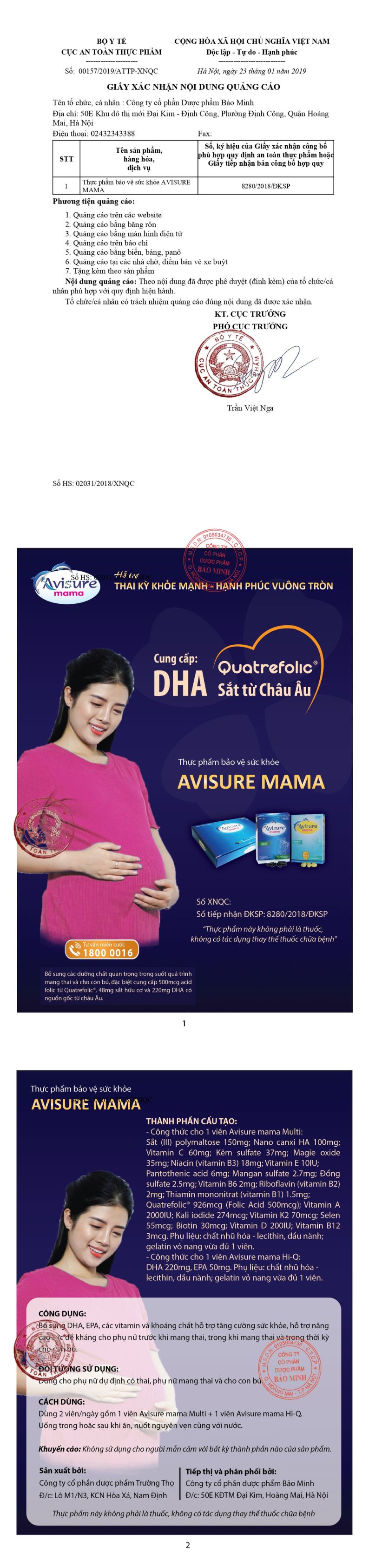 avisure mama giấy phép quảng cáo
