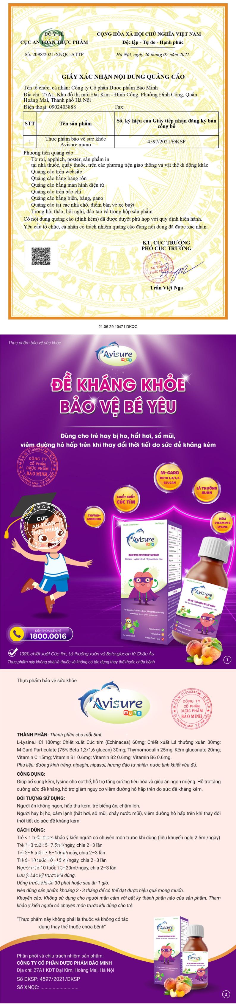 avisure muno giấy phép quảng cáo