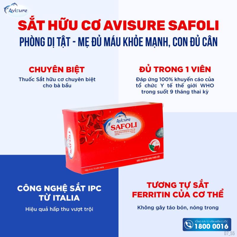 avisure safoli bổ sung sắt cho bà bầu