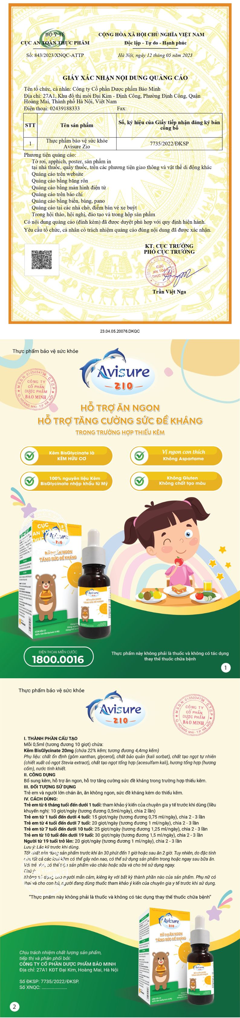 avisure zio giấy phép quảng cáo