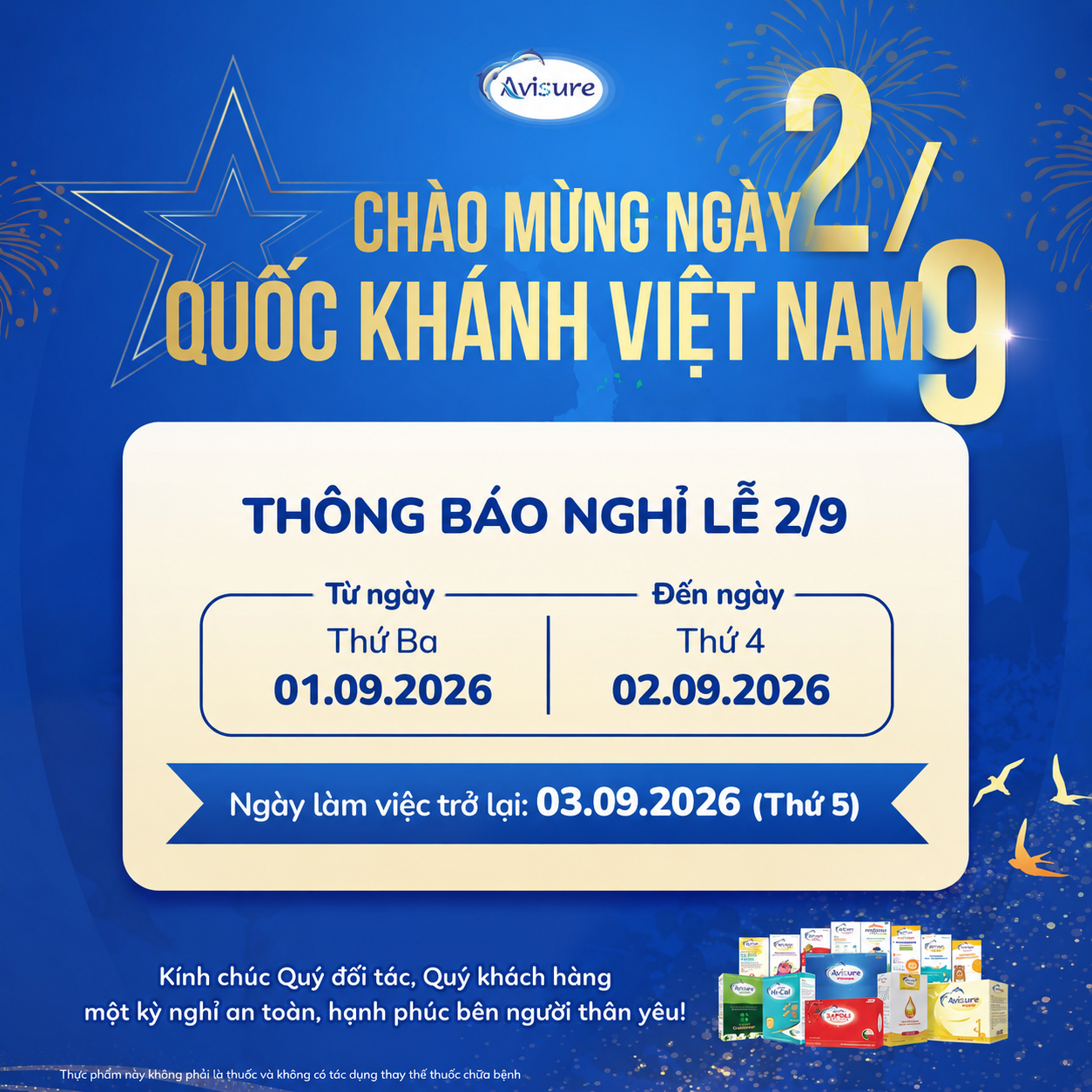 Thông báo lịch nghỉ Lễ Quốc Khánh 2/9 